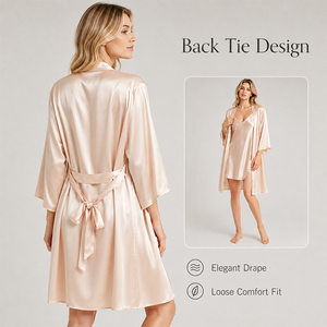 Mulberry Silk Robe Light Luxury Homewear Bathrobe Custom Logo Premium Soft Breathable Elegant Women's Loungewear Gown - Product Image 2