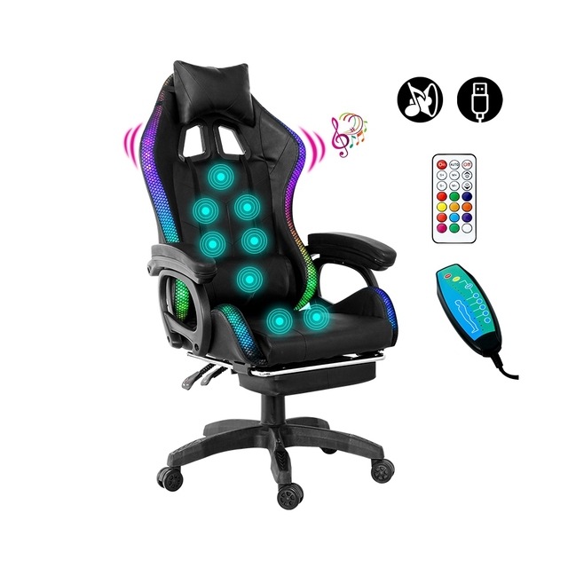 Wholesale Cheap Foldable Pu Leather Massage Computer Game Chair Silla Gamer Racing Rgb Gaming Chairs with Lights and Speakers