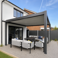 Pergola carrée intelligente électrique en alliage d'aluminium, étanche et écologique pour terrasse extérieure, balcon, piscine - Installation facile, résistante à la pluie