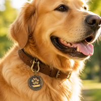 Placa de identificación para perros con huella de pata grabada con láser de aleación de zinc, etiqueta de identidad y llavero, para envíos internacionales