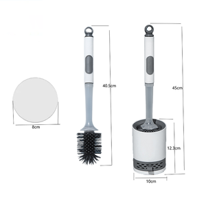 TPR <span class=keywords><strong>meilleure</strong></span> vente, liquide de nettoyage, poignée en plastique souple, <span class=keywords><strong>brosse</strong></span> de <span class=keywords><strong>toilette</strong></span> ronde en Silicone avec support pour nettoyeur de salle de bain - Product Image 5