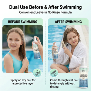 Après-shampoing sans rinçage et <span class=keywords><strong>spray</strong></span> démêlant pour <span class=keywords><strong>cheveux</strong></span>, protection contre le sel et le chlore, pour enfants et adultes, marque privée, OEM - Product Image 2