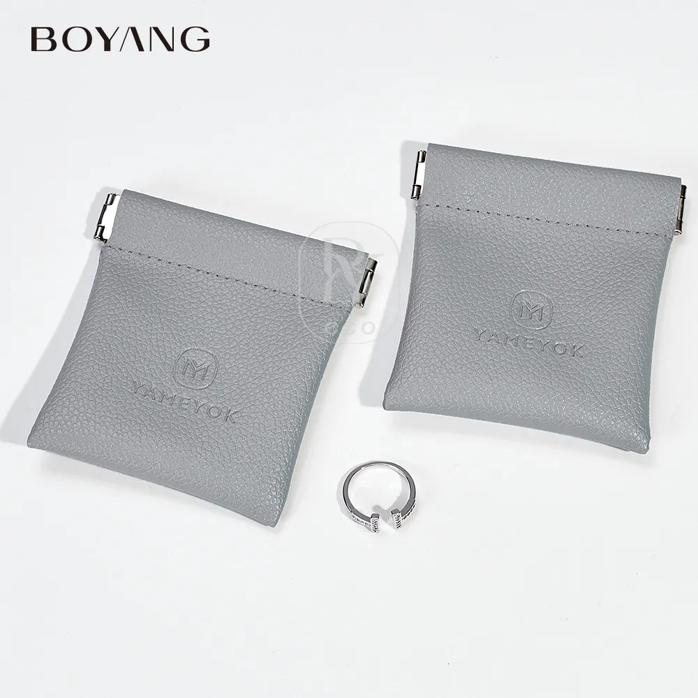Borsa da imballaggio per gioielli con coulisse di lusso con Logo personalizzato Boyang custodia per gioielli in pelle sintetica