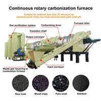 Four de carbonisation rotatif continu automatique sans fumée pour bandes de bambou et coques d'arachides