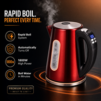 Bouilloire électrique 1,8 L grande capacité, ébullition rapide avec fonction numérique, en acier inoxydable 304 brossé pour usage hôtelier