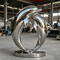 Sculpture de dauphin et de baleine en acier inoxydable miroir, statue d'extérieur pour parc, bord de mer, piscine, complexe hôtelier, aménagement paysager, service OEM ODM d'usine