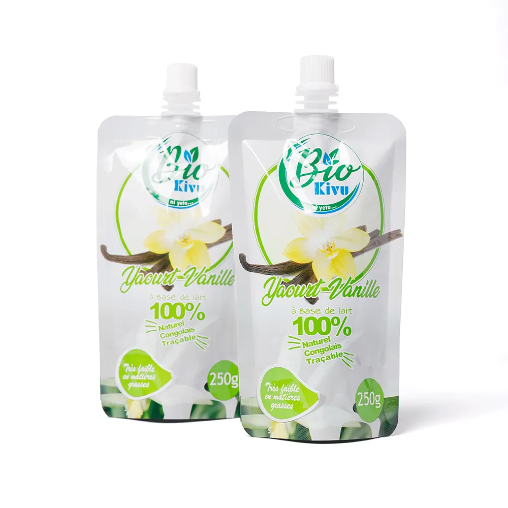 Zhongbao fabbrica di porcellana Custom di alta qualità bustina di Yogurt liquido imballaggio sacchetti di plastica per bevande con beccuccio