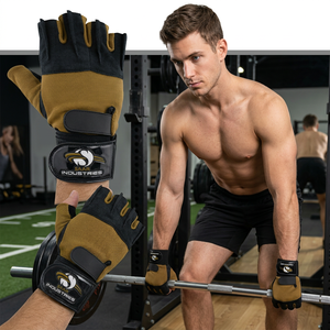Nylon Half Finger Gym <b>Gloves</b> with Padded Palm Support Breathable for Closure for Weightlifting Professional Bodybuilding - Product Image 1