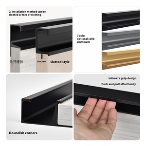 Modern Simple Stainless Steel Cabinet <strong>Door</strong> Handle Normcore Invisible Aluminum Alloy G-Shaped Slot-Free Drawer Wardrobe Handle - Product Image 4