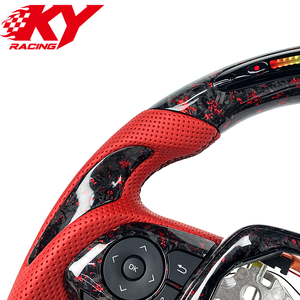 Volante deportivo personalizado de fibra de carbono forjada roja con cuero, LED y levas de cambio para Toyota Camry SE XSE TRD Corolla - Product Image 2