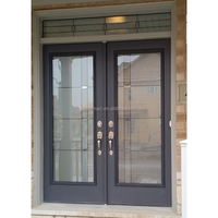 Porte en bois moderne industrielle à double ouverture, étanche, avec verre, couleur et taille personnalisables – Manuelle, intérieure/extérieure, pour salon