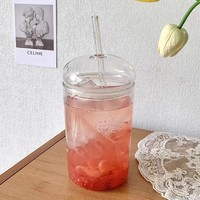 Groothandel Aanpassing Ecologisch Voedselveilig Hoog-borosilicaat Handgeblazen Herbruikbaar Vaatwasser- en Magnetronbestendig 450ml Glazen Bekers