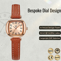Reloj de pulsera de cuarzo de alta precisión para mujer, de lujo, pequeño, cuadrado, vintage, elegante, con correa de cuero, con logotipo personalizado.