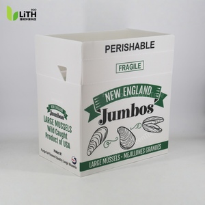 Caja de Polipropileno Corrugado Resistente y Reciclable para Mariscos - Logotipo Personalizado, Impermeable, Apilable, para Almejas Congeladas, Bebidas y Dulces - Product Image 1