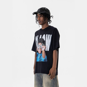 T-Shirt Estive di Alta Qualità Nuova Tendenza a Maniche Corte per Uomo e Donna 260 Grammi Stile Retrò Hip-Hop <span class=keywords><strong>Rap</strong></span> con Stampa Personalizzabile - Product Image 3