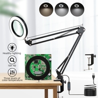 Lampe de table de chevet pliable à intensité variable avec loupe et lumière LED réglable par USB pour bureau d'étude, lampes de table/lampe de bureau/lampe de lecture
