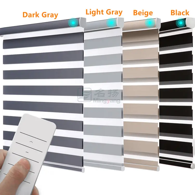 Wireless Rolling Zebra Blinds Electric Window Blackout Fabrics Smart Zebra Roller Blinds Shades Cordless Zebra Blind