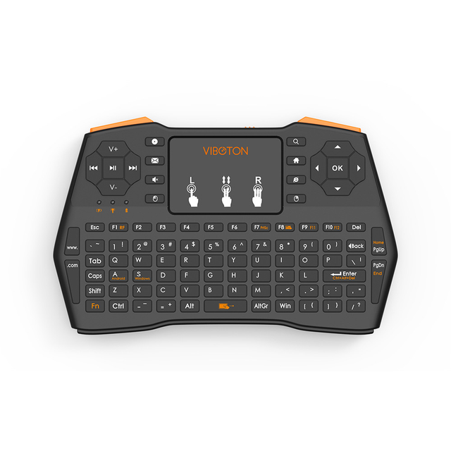 7 Color Backlit I9  Mini Wireless Keyboard 2.4ghz English Wifi Black Air Mouse with Touchpad Remote Control Android TV Box