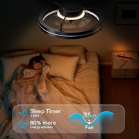 Ventilateur de plafond intelligent moderne et minimaliste pour chambre et salon, avec éclairage dimmable en ABS, idéal pour l'export.