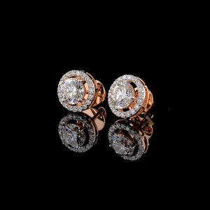 Pendientes de Diamantes Cultivados en Laboratorio de 2.20 CTW, Corte Redondo, Oro Sólido de 14K, Certificados por IGI - Product Image 1