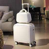 Valise à roulettes légère et compacte pour homme et femme, 18 pouces, avec serrure à combinaison, ensemble de bagages de voyage
