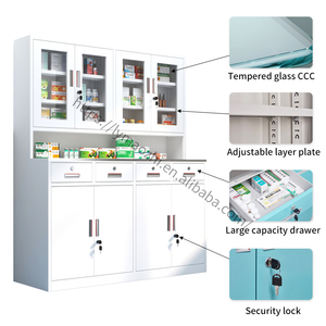 <span class=keywords><strong>Armoire</strong></span> de <span class=keywords><strong>pharmacie</strong></span> hospitalière en acier de 1500 mm, <span class=keywords><strong>armoire</strong></span> à médicaments à 4 tiroirs avec portes en verre, serrure de sécurité et nettoyage facile - Product Image 2