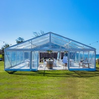 Tentes de réception de luxe transparentes en aluminium avec cadre blanc et couverture en PVC transparent pour événements de mariage et fêtes, pour 500 personnes avec chaises
