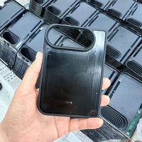 Coque de téléphone hybride PC TPU 2 en 1 avec rainures pour iPhone Duo, noire, avec rainurage