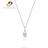 Collar con Colgante de Zafiro Blanco en Forma de Pera, Diseño Minimalista, Plata 925, Joyería Fina para Mujer
