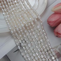 Perles d'eau douce naturelles, polies des deux côtés, forme baroque, blanches, 8-9 mm, collier de perles, approvisionnement direct Zhuji