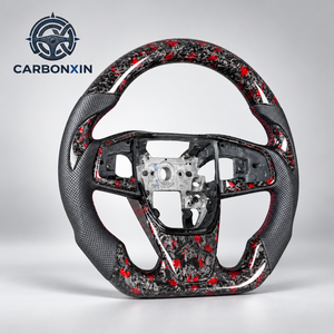 Volant sport personnalisé en cuir perforé et fibre de carbone mate avec affichage LED pour Civic 10ème génération, Accord et Fit - Product Image 2