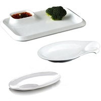 Vaisselle de restaurant 12 pouces Chip and Dip servant une assiette ovale en mélamine blanche avec soucoupe