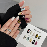 Lot de 30 faux ongles en PMMA de haute qualité, certifiés CE, motif circulaire, formes amandes, longue durée, YO-140