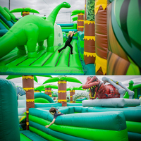 Parc Gonflable d'Aventure Grand Parcours d'Obstacles Thème Dinosaure Jeux d'Amusement Gonflables pour Enfants et Adultes