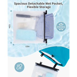 Sac de natation OEM anti-sable pour piscine, sac à dos de plage à cordon avec poche humide amovible et sangle de compression inférieure pour tapis de plage - Product Image 3