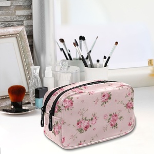 Nueva llegada, estuche para lápices con estampado de flores personalizado, bolsa de cosméticos portátil de cuero PU, bolsa de maquillaje para mujer, para viaje - Product Image 6