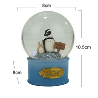 Globe à neige en résine et verre, peint à la main, artistique, personnalisé, pingouin, globe à eau, décoration d'intérieur, souvenir en gros