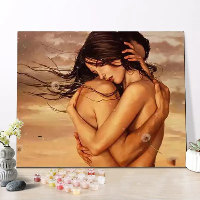 DIY Pintura Por Números na Tela Frameless Nu Casal Mulher Homem Figura Retrato Pinturas Nu Arte Para Sala de estar Decoração Home