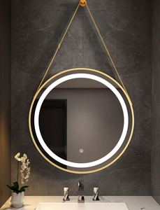 <span class=keywords><strong>Miroir</strong></span> mural en alliage d'aluminium rond et étanche avec sangle suspendue <span class=keywords><strong>Miroir</strong></span> à <span class=keywords><strong>LED</strong></span> pour salon, hôtel, salle de bain - Product Image 3