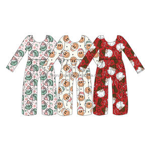 2025 Weihnachts muster Kleinkind Baby Stram pler Langarm Milch Seide Stoff Baby Mädchen Overalls - Product Image 1