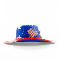 Chapeaux de cowboy à sequins drapeau américain, motif aigle et étoile, pour fête patriotique du 4 juillet, pour adultes, vente en gros