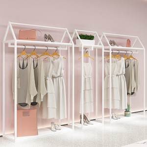 Tùy chỉnh hiện đại màu trắng cao Tủ tường-to-floor <span class=keywords><strong>double</strong></span>-layer Side treo hiển thị Kệ thân thiện với môi cửa hàng quần áo hiển thị - Product Image 2