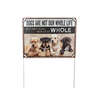 Vente en gros de décoration de jardin en aluminium et métal en forme de rectangle antique imprimé UV avec ornements sur le thème du chat