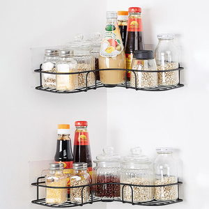 Mensola Angolare <span class=keywords><strong>da</strong></span> <span class=keywords><strong>Parete</strong></span> Nera per Cucina e Bagno, Portapiatti Pieghevole a Due Livelli in Plastica PC Multifunzione a Forma Triangolare - Product Image 3