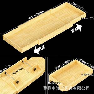 Mesa auxiliar de bambú y madera para cama con bandeja extensible, bandeja de soporte rectangular de madera para dormitorio. - Product Image 4