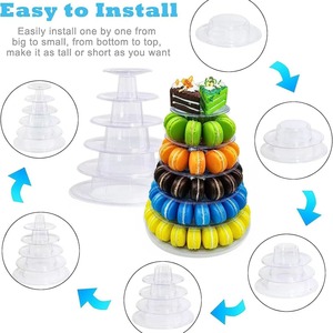 Présentoirs de macaron jetables en plastique à 6 couches et 10 couches en forme de tour les plus vendus en France pour l'après-midi de gâteau de dessert de mariage - Product Image 5