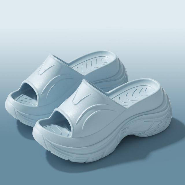 Wholesale Custom Women's Summer Spring Open Toe Chunky Platform EVA Slides Height Increasing One-Piece Molded Non-Slip for