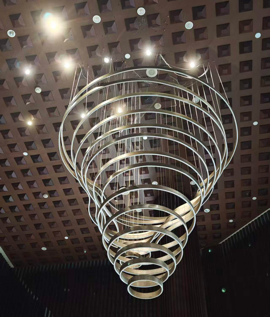 Large Ceiling Creative Metal Chandelier Gold Custom Interior Led Staircase Light for Hotel Lobby Villas Chandeliers