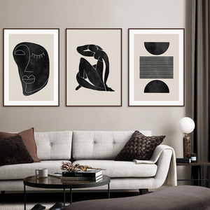 Set di Stampe Minimaliste Astratte con Linee Geometriche Moderne in Nero e Beige <span class=keywords><strong>per</strong></span> Decorazione Camera <span class=keywords><strong>da</strong></span> Letto e Soggiorno - Product Image 6