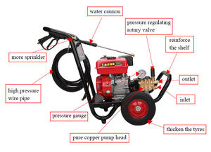 Hidrolavadora a Gasolina de 200 Bares con Dos Ruedas Máquina de Lavado de Autos <span class=keywords><strong>para</strong></span> Limpieza y Desatasco de Tuberías - Product Image 5